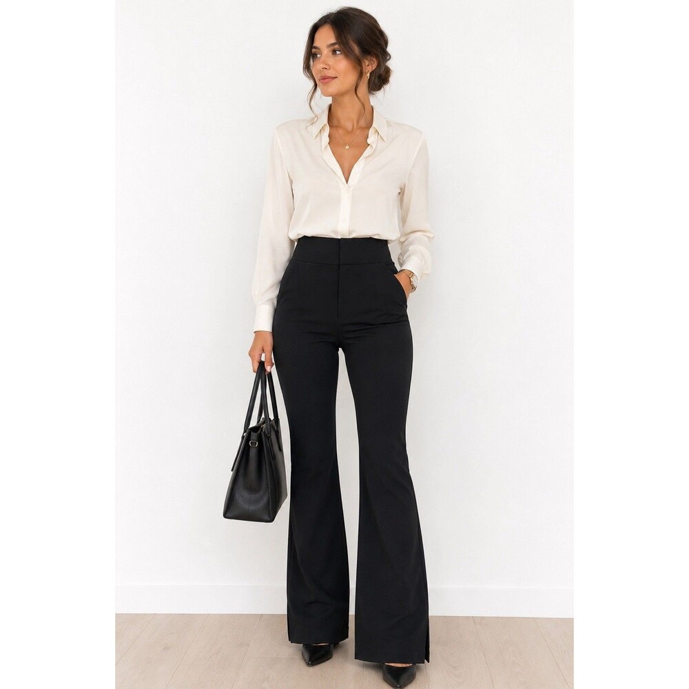 Athleta Stellar Flare Trouser Pants Women’s Size 4 Black Yoga Office Athleisure